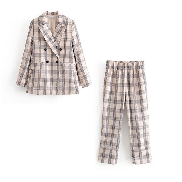 women's two piece pants suit 2-piece set 2021 spring and summer double-breasted ladies office jacket slim high waist cropped trousers, White
women's two piece pants suit 2-piece set 2021 spring and summer double-breasted ladies office jacket slim high waist cropped trousers, White