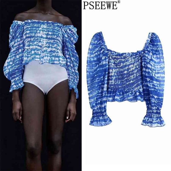 blue tie dye chiffon blouse woman fashion long puff sleeve off shoulder crop women elastic ruffle summer 210519, White
blue tie dye chiffon blouse woman fashion long puff sleeve off shoulder crop women elastic ruffle summer 210519, White