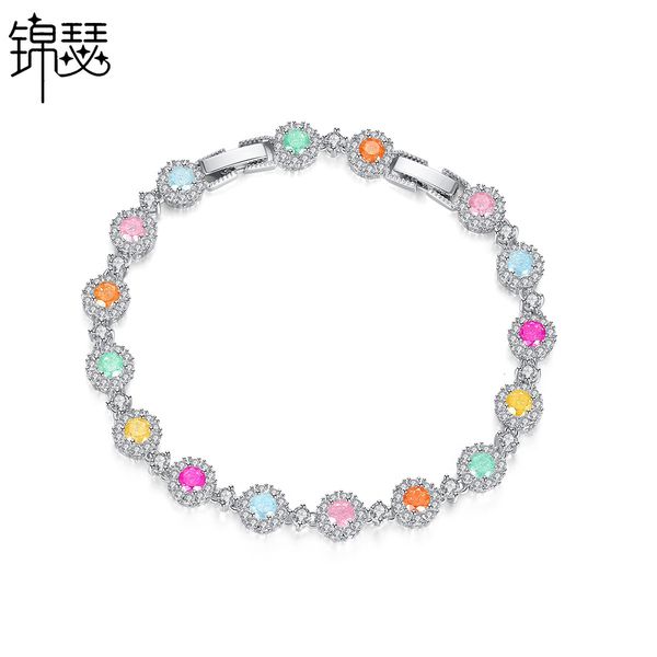 bangles bracelet colorful korean fashion round women's copper inlaid zirconium size adjustable, Black
bangles bracelet colorful korean fashion round women's copper inlaid zirconium size adjustable, Black