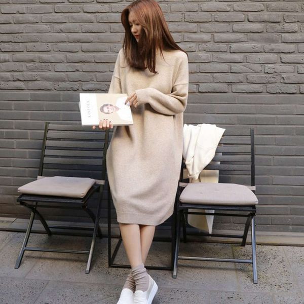 autumn winter knitted wool knee length loose net red sweater gentle style, White;black
autumn winter knitted wool knee length loose net red sweater gentle style, White;black
