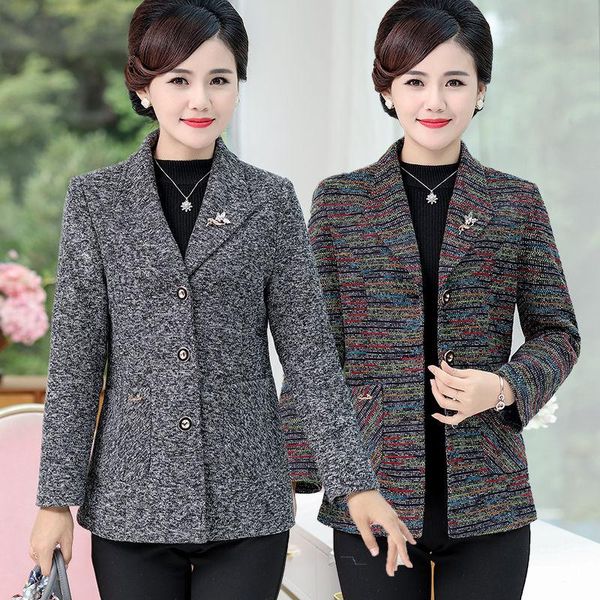 middle-aged women spring autumn fashion casual suit coats female short mixed color blazer ladies elegan long sleeve blazers z42 women's, White;black 
middle-aged women spring autumn fashion casual suit coats female short mixed color blazer ladies elegan long sleeve blazers z42 women's, White;black