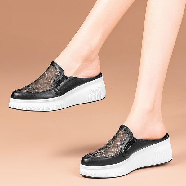 brand summer women black slippers women's shoes genuine leather cowhide net yarn platform mules
brand summer women black slippers women's shoes genuine leather cowhide net yarn platform mules