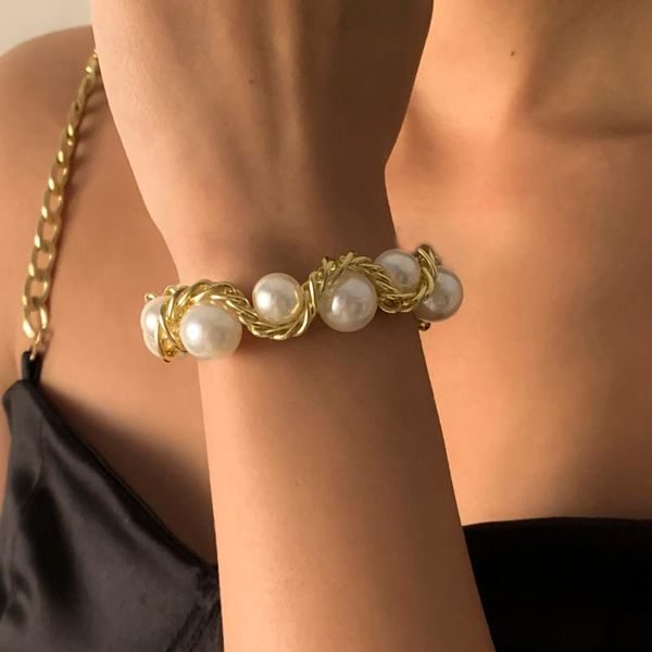 charm bracelets ingesight.z imitation pearl bangles twisted metal rope chain for women gold color wrist hand jewelry, Golden;silver
charm bracelets ingesight.z imitation pearl bangles twisted metal rope chain for women gold color wrist hand jewelry, Golden;silver