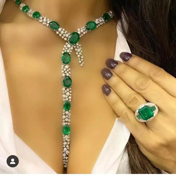 Earrings & Necklace HIBRIDE Nigeria 2pcs And Earring Set For Women Bridal Wedding Cubic Zirconia Green Color Jewelry Bijoux N-1013, Silver
Earrings & Necklace HIBRIDE Nigeria 2pcs And Earring Set For Women Bridal Wedding Cubic Zirconia Green Color Jewelry Bijoux N-1013, Silver