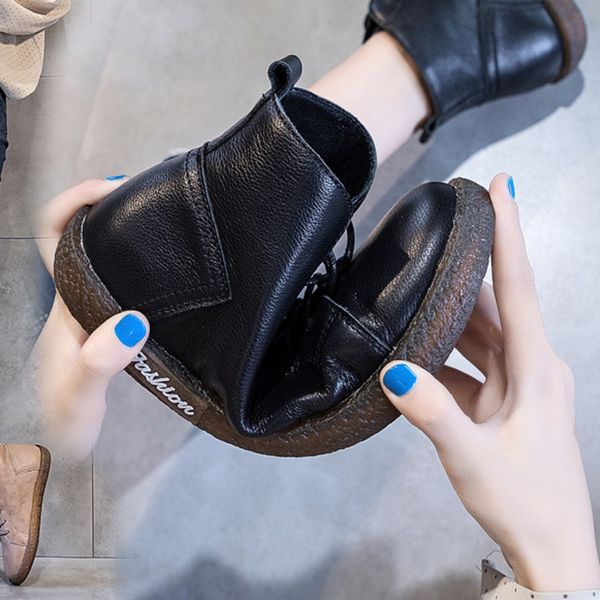 Handmade Fashion Short Boots Women Genuine Leather Lace-Up Oxfords Round Toe Chunky Ankle Booties Back Zipper Black/Brown, Black velvet
Handmade Fashion Short Boots Women Genuine Leather Lace-Up Oxfords Round Toe Chunky Ankle Booties Back Zipper Black/Brown, Black velvet