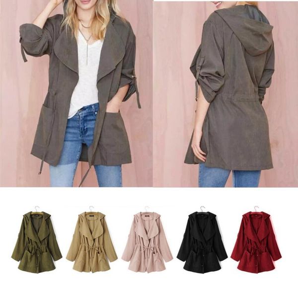 women's trench coats autumn coat casual hooded windbreaker turndown collar overcoat outerwear solid color belt slim, Tan;black
women's trench coats autumn coat casual hooded windbreaker turndown collar overcoat outerwear solid color belt slim, Tan;black