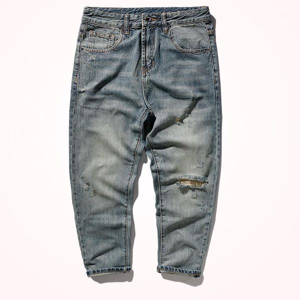 summer holes denim jeans men's fashion scraped beggar's pants light blue nostalgic washed straight casual pencil
summer holes denim jeans men's fashion scraped beggar's pants light blue nostalgic washed straight casual pencil