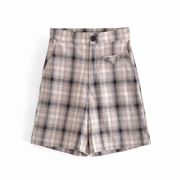 women's shorts tide nice summer vintage plaid pants high waist chic wide leg suit female pockets, White;black
women's shorts tide nice summer vintage plaid pants high waist chic wide leg suit female pockets, White;black