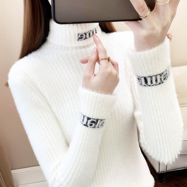 women's sweaters womens plus size pullovers knit 2021 winter knitted imitation splicing turtleneck jumper sweater woman, White;black
women's sweaters womens plus size pullovers knit 2021 winter knitted imitation splicing turtleneck jumper sweater woman, White;black