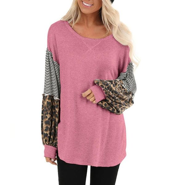 women's t-shirt t-shirts fashion leopard long sleeve o-neck loose casual pullover style streetwear women, White
women's t-shirt t-shirts fashion leopard long sleeve o-neck loose casual pullover style streetwear women, White
