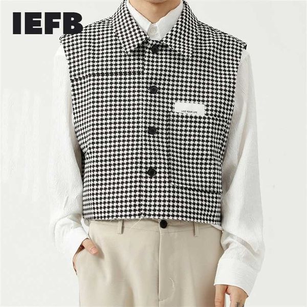 iefb men's autumn plaid sleeveless vest korean loose trend personality streetwear lapel single breasted waistcoat 9y8367 211104, Black;white
iefb men's autumn plaid sleeveless vest korean loose trend personality streetwear lapel single breasted waistcoat 9y8367 211104, Black;white
