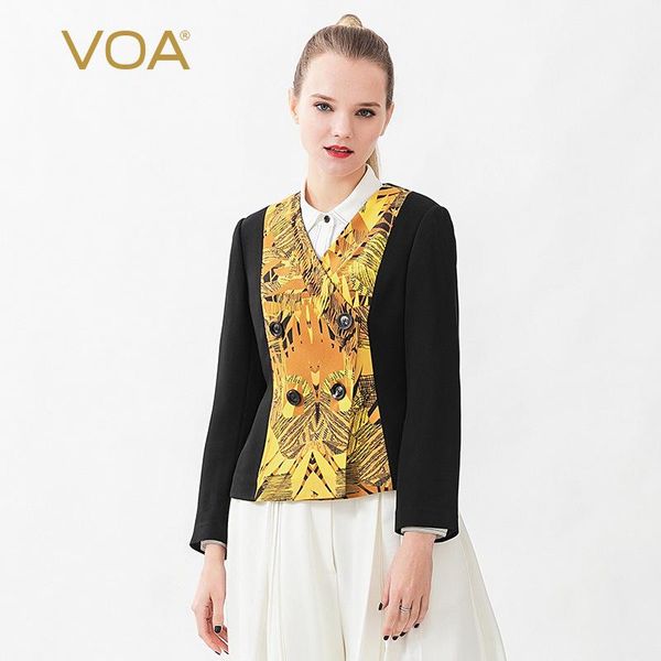 women's jackets voa silk 60mm black sky heavy v-neck shoulder pads long sleeve double-breasted print panel slim coat female w603, Black;brown
women's jackets voa silk 60mm black sky heavy v-neck shoulder pads long sleeve double-breasted print panel slim coat female w603, Black;brown