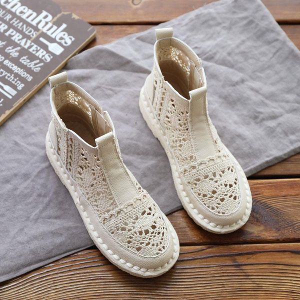 fashion vintage soft sole boots 2021 spring knitted hollow flat bottom mesh breathable lace for women, Black
fashion vintage soft sole boots 2021 spring knitted hollow flat bottom mesh breathable lace for women, Black