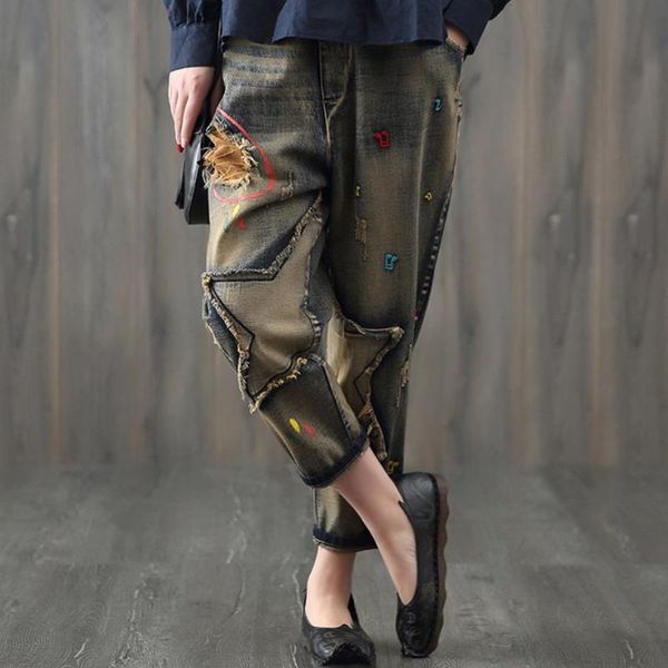 women's jeans plus size 3xlwomen spring autumn fashion brand vintage patch print denim casual frayed harem pants trousers, Blue
women's jeans plus size 3xlwomen spring autumn fashion brand vintage patch print denim casual frayed harem pants trousers, Blue