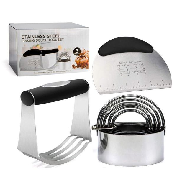 3pcs dough cutter pastry blender biscuit stainless steel baking tools kitchen utensil gift for cakes &