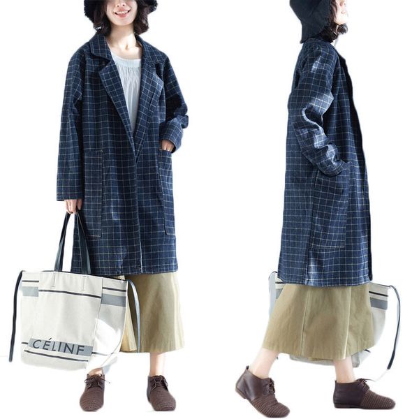 suit autumn casual cardigan plaid collar denim woman's long literary jacket oversized outerwear f1023 8z0o, White;black
suit autumn casual cardigan plaid collar denim woman's long literary jacket oversized outerwear f1023 8z0o, White;black