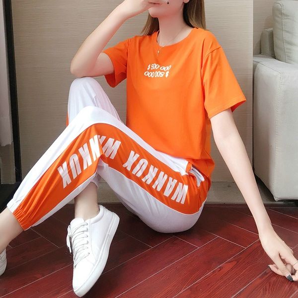 tracksuits fashion sport suit 2021 summer women's clothing large size sports two piece nine point pants cotton leisure brand, Gray
tracksuits fashion sport suit 2021 summer women's clothing large size sports two piece nine point pants cotton leisure brand, Gray