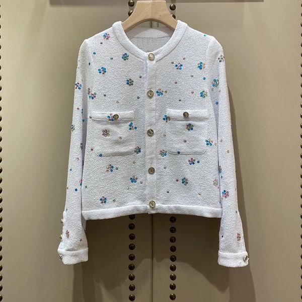 women's knits & tees 2021 multicolor diamonds decoration knitted cotton blend fashion cardigan women o-neck single breasted swea, White
women's knits & tees 2021 multicolor diamonds decoration knitted cotton blend fashion cardigan women o-neck single breasted swea, White