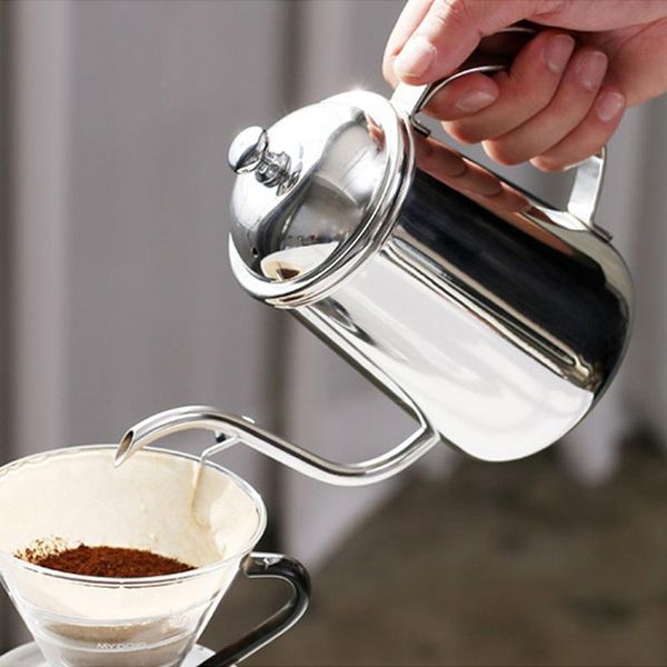 coffee pots 650ml stainless steel hand drip kettle pot fine long mouth gooseneck with lid teapot maker silver color
coffee pots 650ml stainless steel hand drip kettle pot fine long mouth gooseneck with lid teapot maker silver color