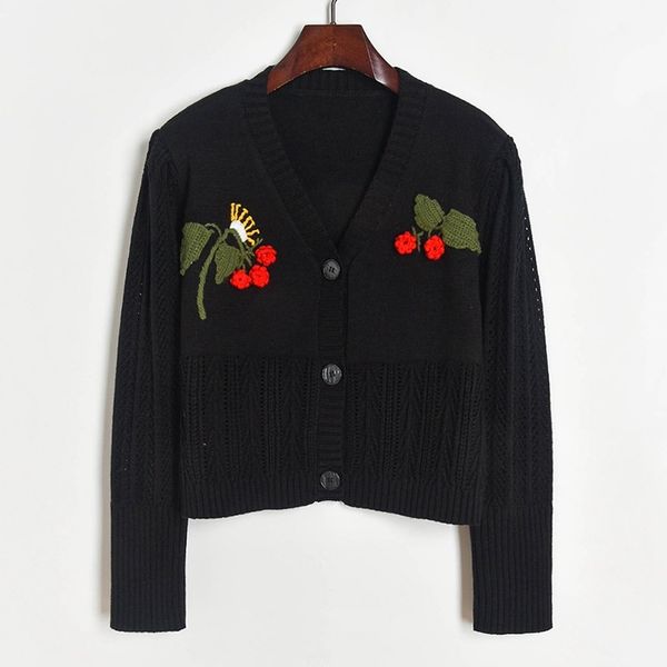 knits women black cardigans cropped fall sweater coat crotchet appliques cotton cardigan retro neck knitwear, White
knits women black cardigans cropped fall sweater coat crotchet appliques cotton cardigan retro neck knitwear, White
