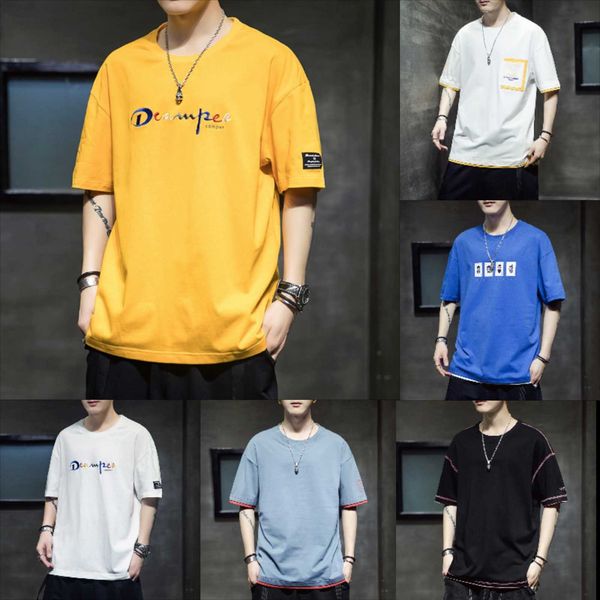 men's t-shirts harajuku short sleeve mens 2021 summer loose fashion o-neck letter print streetwear black white men ops o93w, White;black
men's t-shirts harajuku short sleeve mens 2021 summer loose fashion o-neck letter print streetwear black white men ops o93w, White;black
