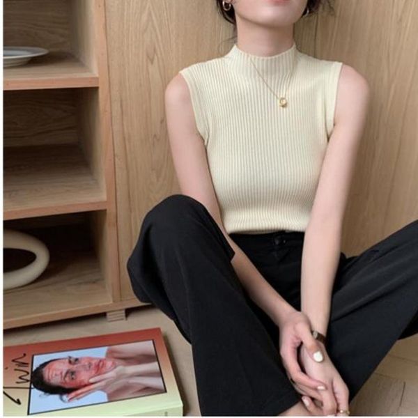 women's tanks & camis summer women knitted turtleneck tank sleeveless slim female sleveless vest casual, White
women's tanks & camis summer women knitted turtleneck tank sleeveless slim female sleveless vest casual, White