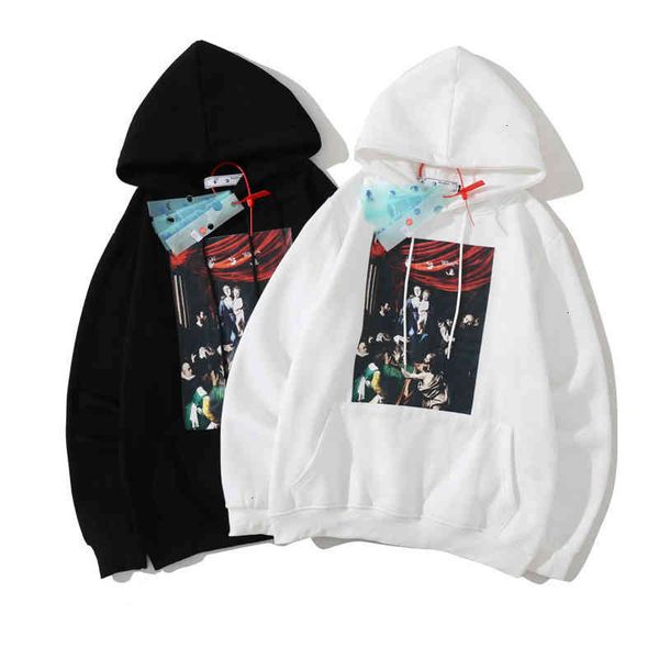 off autumn winter new 21ss virgin oil painting print hooded plush couple sweater, Black
off autumn winter new 21ss virgin oil painting print hooded plush couple sweater, Black