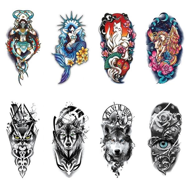 tattoo paste punk style color mermaid wolf series water transfer geometric pattern sticker
tattoo paste punk style color mermaid wolf series water transfer geometric pattern sticker