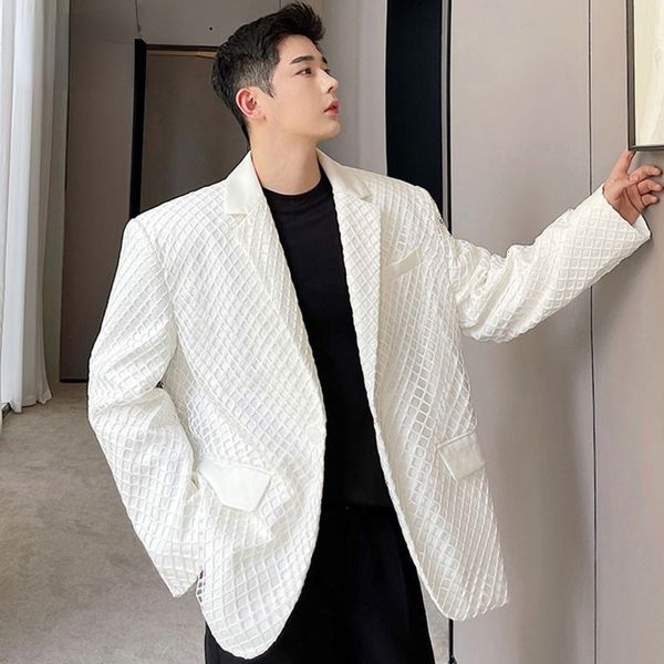 men's black white suit jacket autumn fahsion mesh stitching loose shoulder pad blazer 2021 new coat, White;black
men's black white suit jacket autumn fahsion mesh stitching loose shoulder pad blazer 2021 new coat, White;black