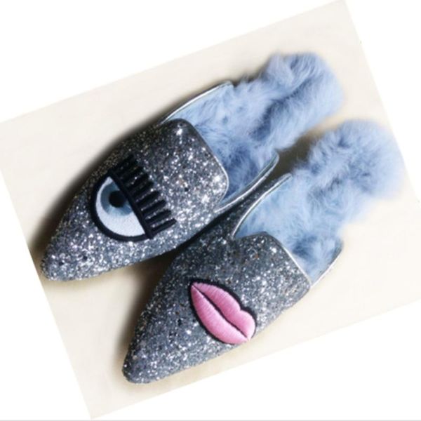 women pointy toe sequins bling embroidery real leather fur backless slipper mule slide princetown shoes warm slippers, Black
women pointy toe sequins bling embroidery real leather fur backless slipper mule slide princetown shoes warm slippers, Black