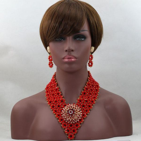 earrings & necklace unique red wedding crystal african beads jewelry set handmade nigerian hx482, Silver
earrings & necklace unique red wedding crystal african beads jewelry set handmade nigerian hx482, Silver