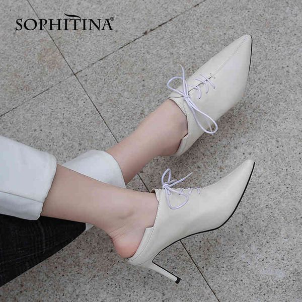 sophitina elegant women's high heels two-wear cross-lace shoes handmade stiletto deep mouth pointed female leather pumps ao532 210513, Black
sophitina elegant women's high heels two-wear cross-lace shoes handmade stiletto deep mouth pointed female leather pumps ao532 210513, Black