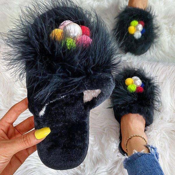 women slippers winter warm plush indoor floor shoes cute colorful beads non-slip home woman house slip on furry, Black
women slippers winter warm plush indoor floor shoes cute colorful beads non-slip home woman house slip on furry, Black