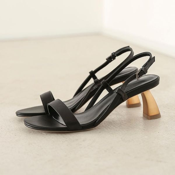 gold heel genuine leather strange women shoes buckle party sandals high beach, Black
gold heel genuine leather strange women shoes buckle party sandals high beach, Black
