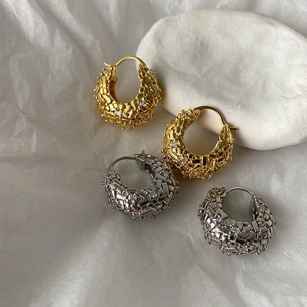 hoop & huggie aomu autumn korean retro simple trendy gold silver color geometric irregular hollow metal zircon earrings for women, Golden;silver
hoop & huggie aomu autumn korean retro simple trendy gold silver color geometric irregular hollow metal zircon earrings for women, Golden;silver