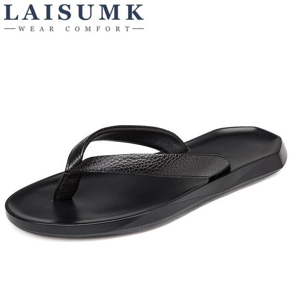 slippers 2021 laisumk men flat flip flops genuine leather flip-flops mens casual summer shoes fashion beach sandals, Black
slippers 2021 laisumk men flat flip flops genuine leather flip-flops mens casual summer shoes fashion beach sandals, Black