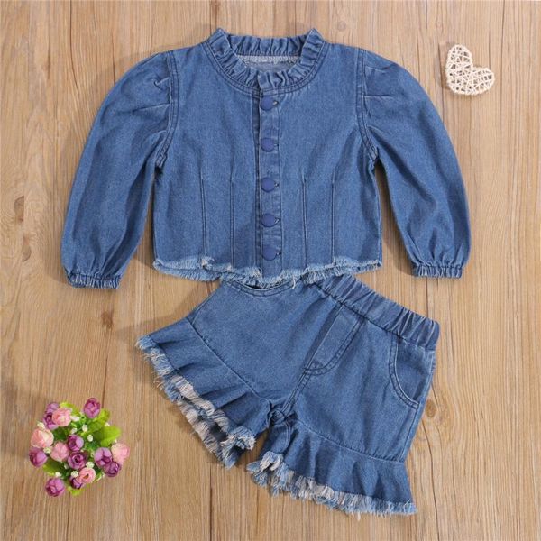 clothing sets 1-6 years baby girl denim two-piece set shirt and shorts toddler kids solid color long sleeve jacket + short autumn, White
clothing sets 1-6 years baby girl denim two-piece set shirt and shorts toddler kids solid color long sleeve jacket + short autumn, White