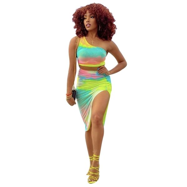 match tie dye one shoulder crop and skirts two piece outfits for women sets clothes evening party club wear 210525, White
match tie dye one shoulder crop and skirts two piece outfits for women sets clothes evening party club wear 210525, White
