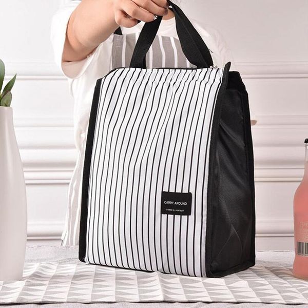 black white stripes portable thermal lunch bags for women kids men picnic cooler box insulated tote bag storage container organizer, Blue;pink
black white stripes portable thermal lunch bags for women kids men picnic cooler box insulated tote bag storage container organizer, Blue;pink