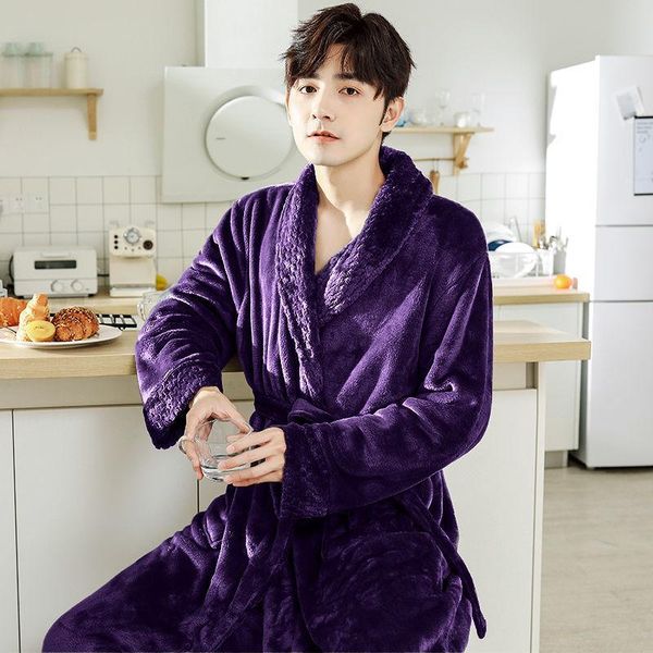 men's sleepwear coral fleece robe for men kimono bath gown winter warm soft lapel long sleeve bathrobe lingerie thicken nightwear, Black;brown
men's sleepwear coral fleece robe for men kimono bath gown winter warm soft lapel long sleeve bathrobe lingerie thicken nightwear, Black;brown