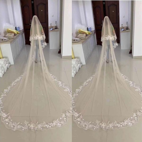 bridal veils long lace edge flower luxurious applique cathedral wedding veil with comb 3.5meters champagne white velo de novia, Black
bridal veils long lace edge flower luxurious applique cathedral wedding veil with comb 3.5meters champagne white velo de novia, Black