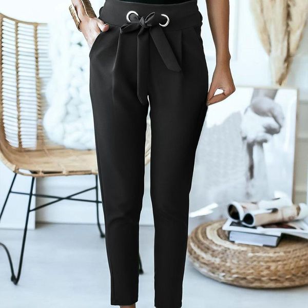 women's leggings european and american tie bow summer stand-alone casual pants high waist slimming straps eight-point ropa mujer, Black
women's leggings european and american tie bow summer stand-alone casual pants high waist slimming straps eight-point ropa mujer, Black