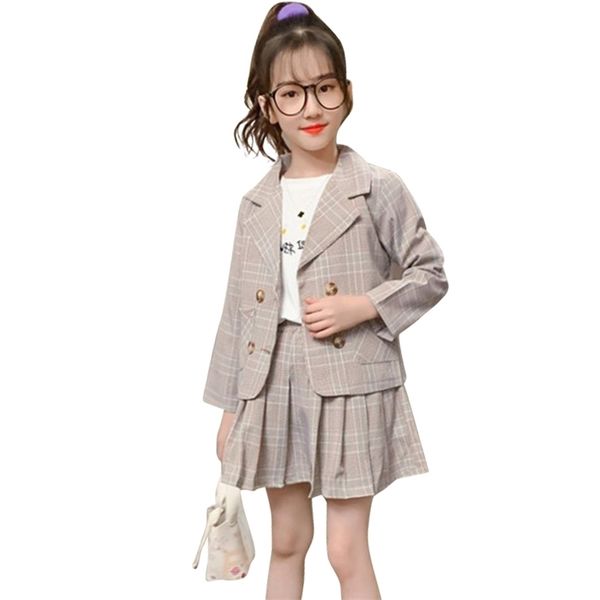 girls clothes plaid jacket + skirt teenage clothing casual sets spring autumn children's tracksuits 210528, White
girls clothes plaid jacket + skirt teenage clothing casual sets spring autumn children's tracksuits 210528, White
