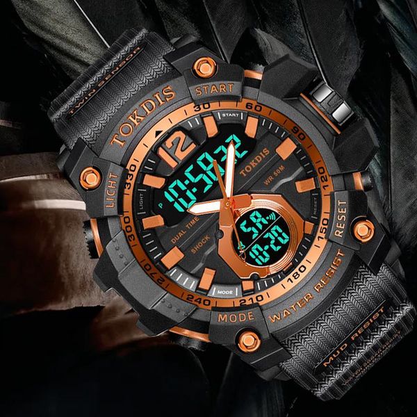 wristwatches tokdis fashion dual time led digital watch men waterproof chronograph casual mens sport quartz watches relogio masculino, Slivery;brown
wristwatches tokdis fashion dual time led digital watch men waterproof chronograph casual mens sport quartz watches relogio masculino, Slivery;brown