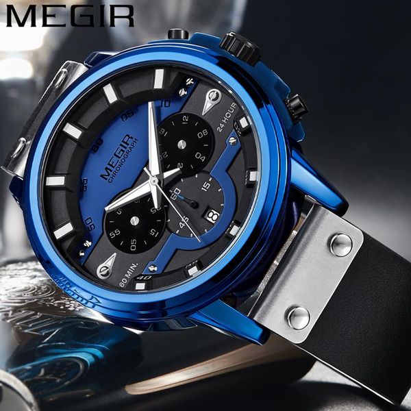 wristwatches megir men watch blue chronograph wristwatch date military sport leather band male clock relogio masculino 2080, Slivery;brown
wristwatches megir men watch blue chronograph wristwatch date military sport leather band male clock relogio masculino 2080, Slivery;brown