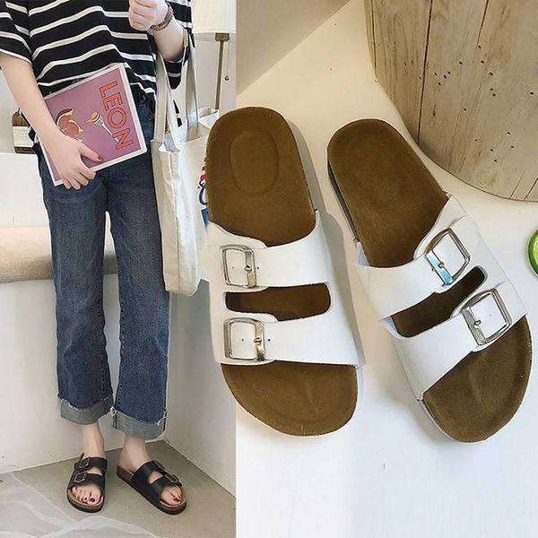 women summer faux leather beach anti slip buckles slippers flat cork sandals gezondheids sandalen 2021, Black
women summer faux leather beach anti slip buckles slippers flat cork sandals gezondheids sandalen 2021, Black