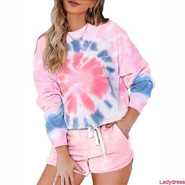 women's t-shirt 2021 casual tie dye print 2 piece sets women summer o neck long sleeve lace up tshirts+elastic waist slim shorts ladies, White
women's t-shirt 2021 casual tie dye print 2 piece sets women summer o neck long sleeve lace up tshirts+elastic waist slim shorts ladies, White