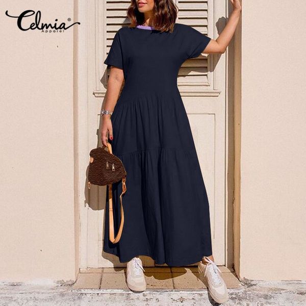 dresses celmia 2021 summer contrast color o-neck maxi dress women casual loose short sleeve long sundress layered hem vestidos plus size, Black;gray
dresses celmia 2021 summer contrast color o-neck maxi dress women casual loose short sleeve long sundress layered hem vestidos plus size, Black;gray