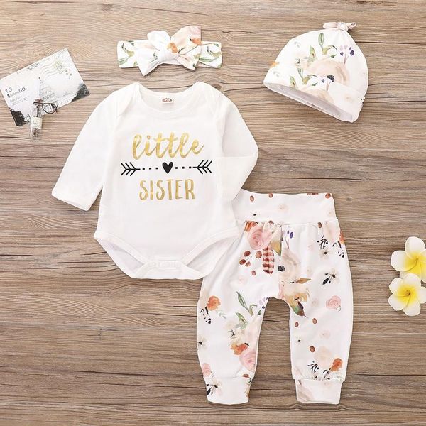 baby girl fashion romper set floral clothes pants born clothing sets, White