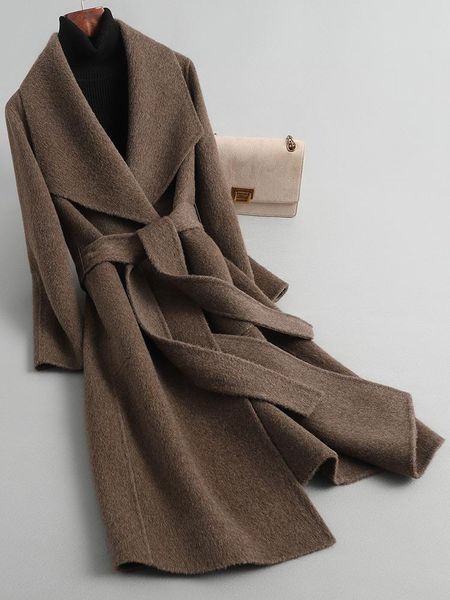 women's wool & blends 2021 autumn and winter women high-quality alpaca double-sided coat high-end long overcoat, Black
women's wool & blends 2021 autumn and winter women high-quality alpaca double-sided coat high-end long overcoat, Black